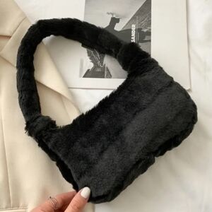 Black Furry Winter Purse